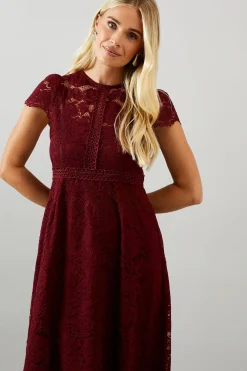 Wallis Robe Ajustée et Évasée en Dentelle Petite Taille<Femme Robes Mi-Longues|Satin Et Dentelle