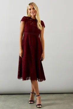 Wallis Robe Ajustée et Évasée en Dentelle Petite Taille<Femme Robes Mi-Longues|Satin Et Dentelle