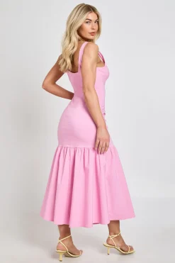 boohoo Robe Ajustée Mi-longue À Ourlet Asymétrique<Femme Robes Mi-Longues|Robes Moulantes