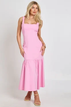 boohoo Robe Ajustée Mi-longue À Ourlet Asymétrique<Femme Robes Mi-Longues|Robes Moulantes