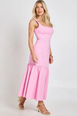 boohoo Robe Ajustée Mi-longue À Ourlet Asymétrique<Femme Robes Mi-Longues|Robes Moulantes