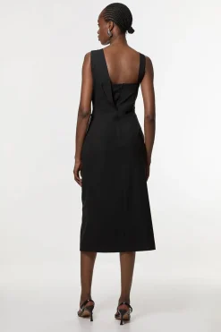 Robe ajustée Petite à l'encolure asymétrique et aux détails en bretelles