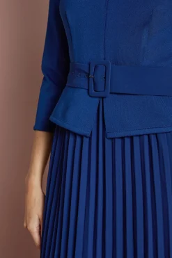 Robe Bandage à Manches Longues avec Jupe Plissée