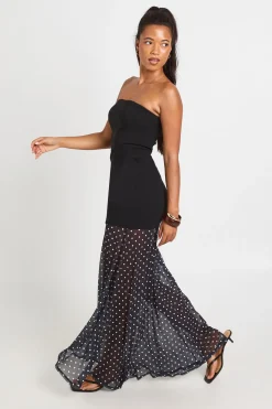 Robe Bandeau En Bengaline Avec Ourlet En Tulle À Pois