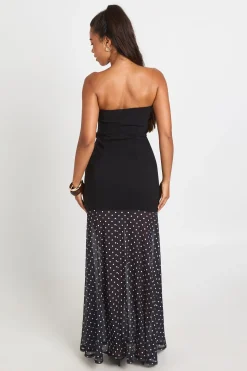 Robe Bandeau En Bengaline Avec Ourlet En Tulle À Pois