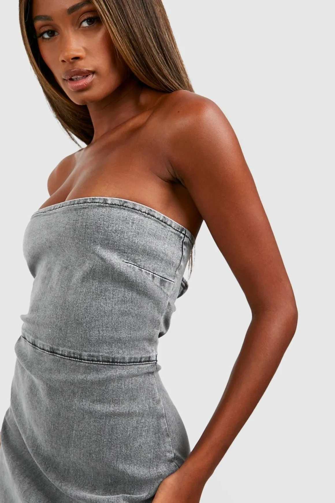 Robe bandeau fendue en jean