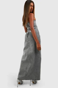 Robe bandeau fendue en jean
