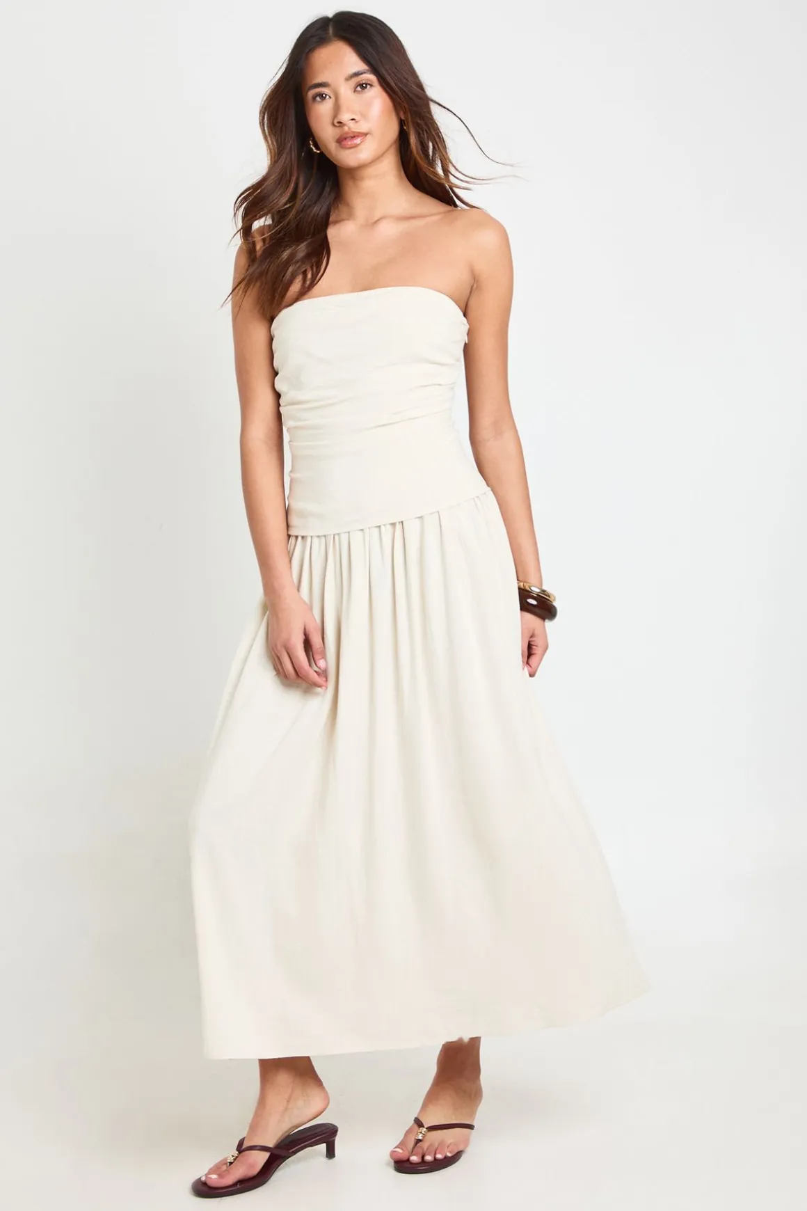 Robe Bandeau Midaxi En Lin Premium