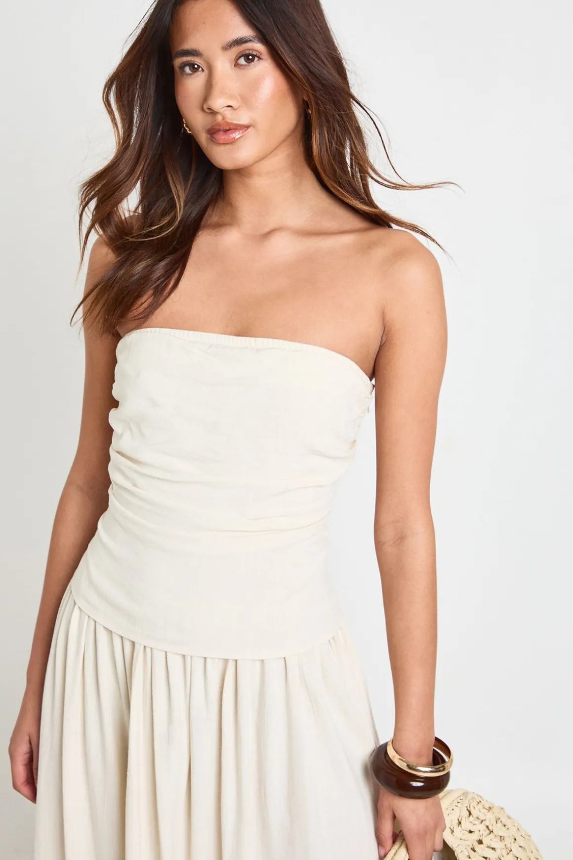 Robe Bandeau Midaxi En Lin Premium