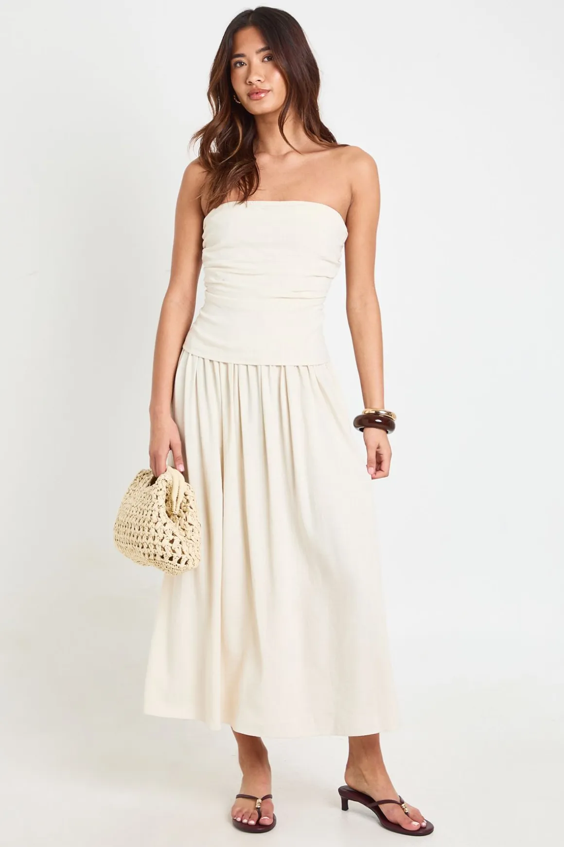 Robe Bandeau Midaxi En Lin Premium