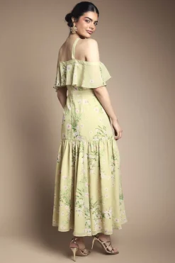 Robe Bardot à Col Halter avec Détail Nœud