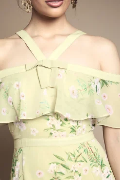 Robe Bardot à Col Halter avec Détail Nœud