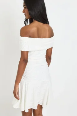 Robe Bardot À Imprimé Zèbre Dévoré Avec Détail Torsadé Et Ourlet À Volant