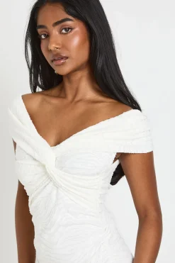 Robe Bardot À Imprimé Zèbre Dévoré Avec Détail Torsadé Et Ourlet À Volant