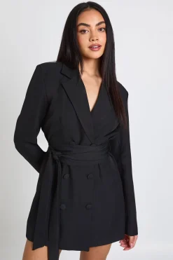 boohoo Robe Blazer Ajustée Avec Ceinture Obi Nouée À La Taille<Femme Tailleurs|Robes À Manches Longues