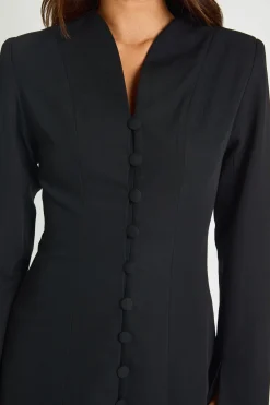 Robe Blazer Ajustée Col Montant Avec Détail Boutons