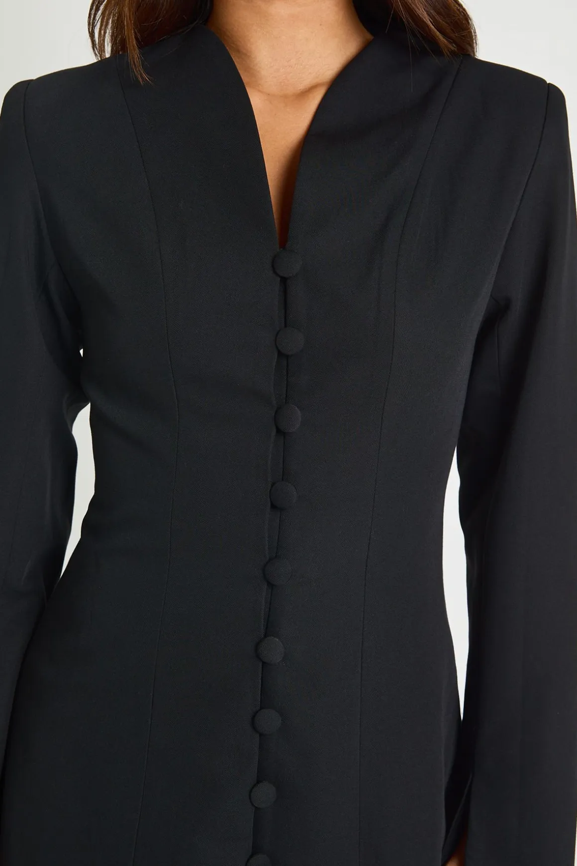Robe Blazer Ajustée Col Montant Avec Détail Boutons