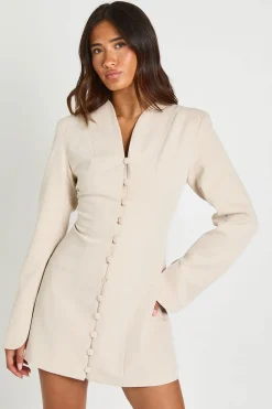 Robe Blazer Ajustée À Col Montant Avec Détail De Boutons