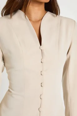 Robe Blazer Ajustée À Col Montant Avec Détail De Boutons