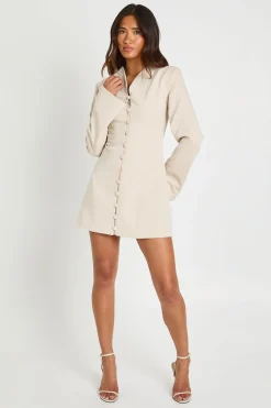 Robe Blazer Ajustée À Col Montant Avec Détail De Boutons