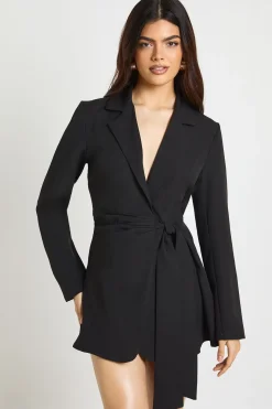 Robe Blazer Ajustée à Devant Drapé Portefeuille