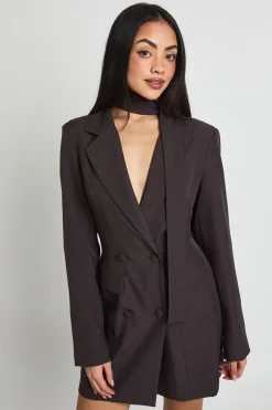 Robe Blazer Ajustée À Détail Foulard