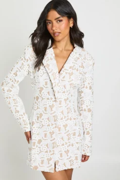 Robe Blazer Ajustée En Dentelle Premium