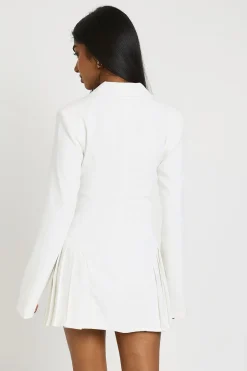 Robe Blazer Ajustée Structurée À Taille Cintrée Et Plis