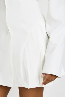 Robe Blazer Ajustée Structurée À Taille Cintrée Et Plis