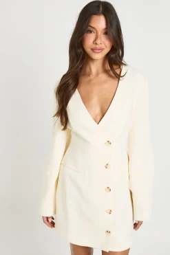 Robe Blazer Aspect Lin À Manches Ballon