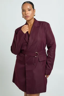 Robe blazer avec ceinture nouable à anneau en D