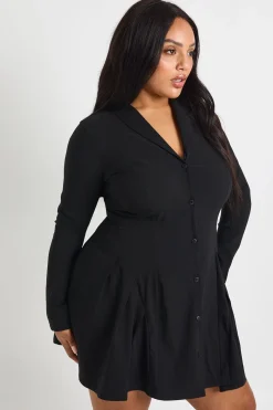 Robe blazer boutonnée à manches longues grande taille