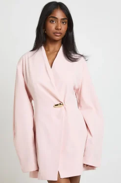 Robe Blazer Cache-cœur À Épaulettes Structurées Et Manches Ballon