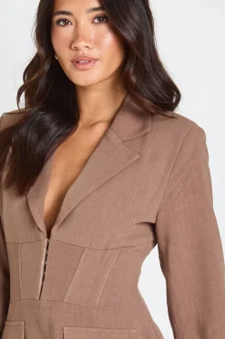 Robe Blazer Cintrée Aspect Lin À Contours Structurés
