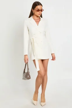 Robe Blazer Cintrée Avec Ceinture Obi Nouée À La Taille