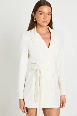 Robe Blazer Cintrée Avec Ceinture Obi Nouée À La Taille