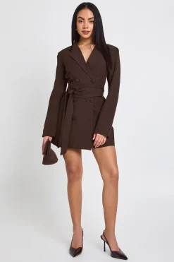 Robe Blazer Cintrée avec Ceinture Obi