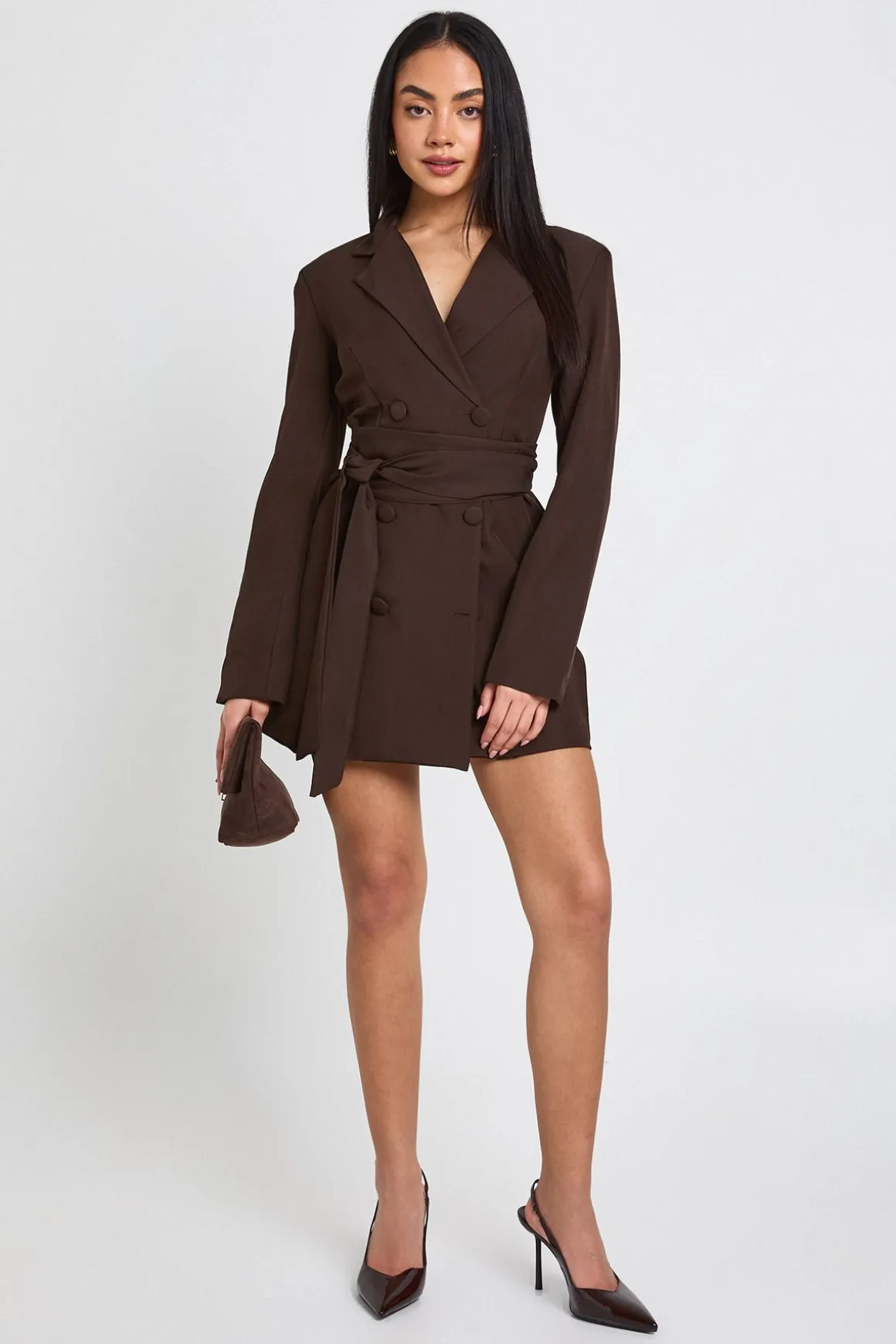 Robe Blazer Cintrée avec Ceinture Obi