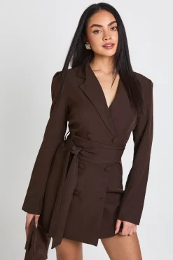 Robe Blazer Cintrée avec Ceinture Obi