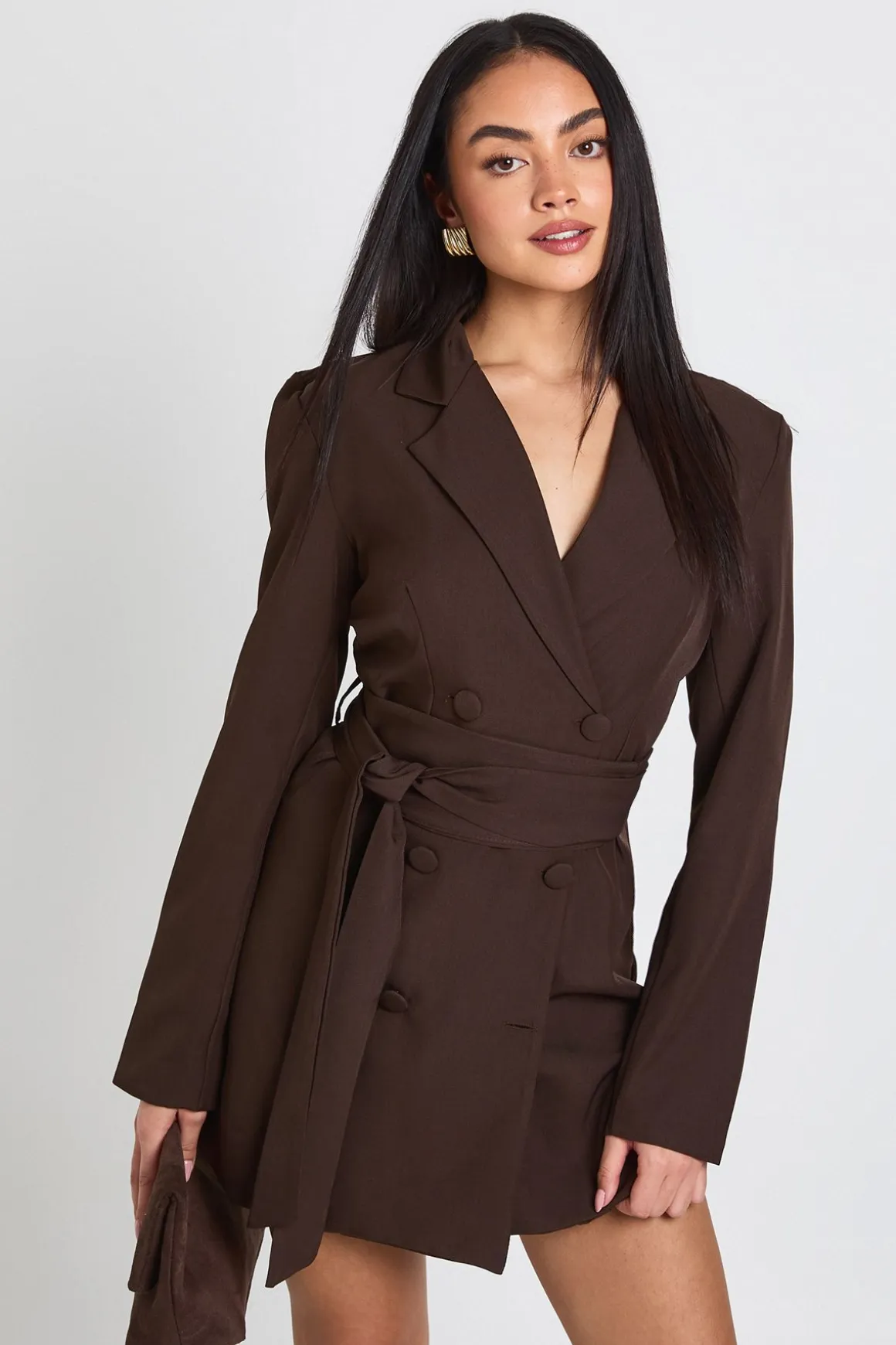 Robe Blazer Cintrée avec Ceinture Obi