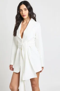 Robe Blazer Cintrée Avec Ceinture Obi Nouée À La Taille