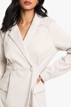 Robe Blazer Cintrée à Chevrons pour Petites