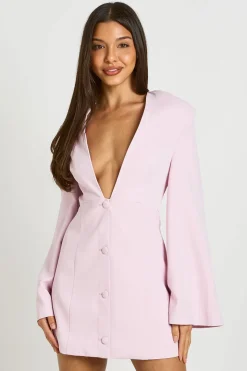 Robe Blazer Cintrée À Décolleté Plongeant Et Épaulettes Structurées