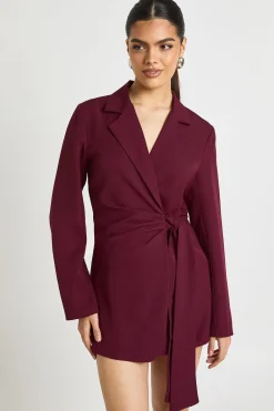 boohoo Robe Blazer Cintrée à Drapé Croisé Devant<Femme Tailleurs|Robes À Manches Longues