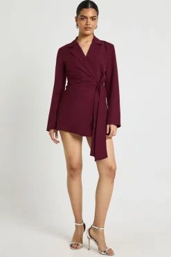 boohoo Robe Blazer Cintrée à Drapé Croisé Devant<Femme Tailleurs|Robes À Manches Longues