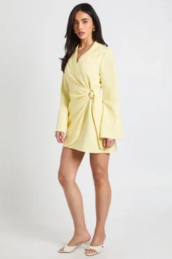 Robe Blazer Cintrée À Détail Boucle Et Ceinture Nouée À La Taille
