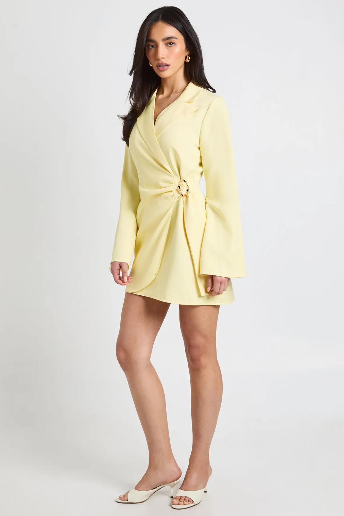 Robe Blazer Cintrée À Détail Boucle Et Ceinture Nouée À La Taille