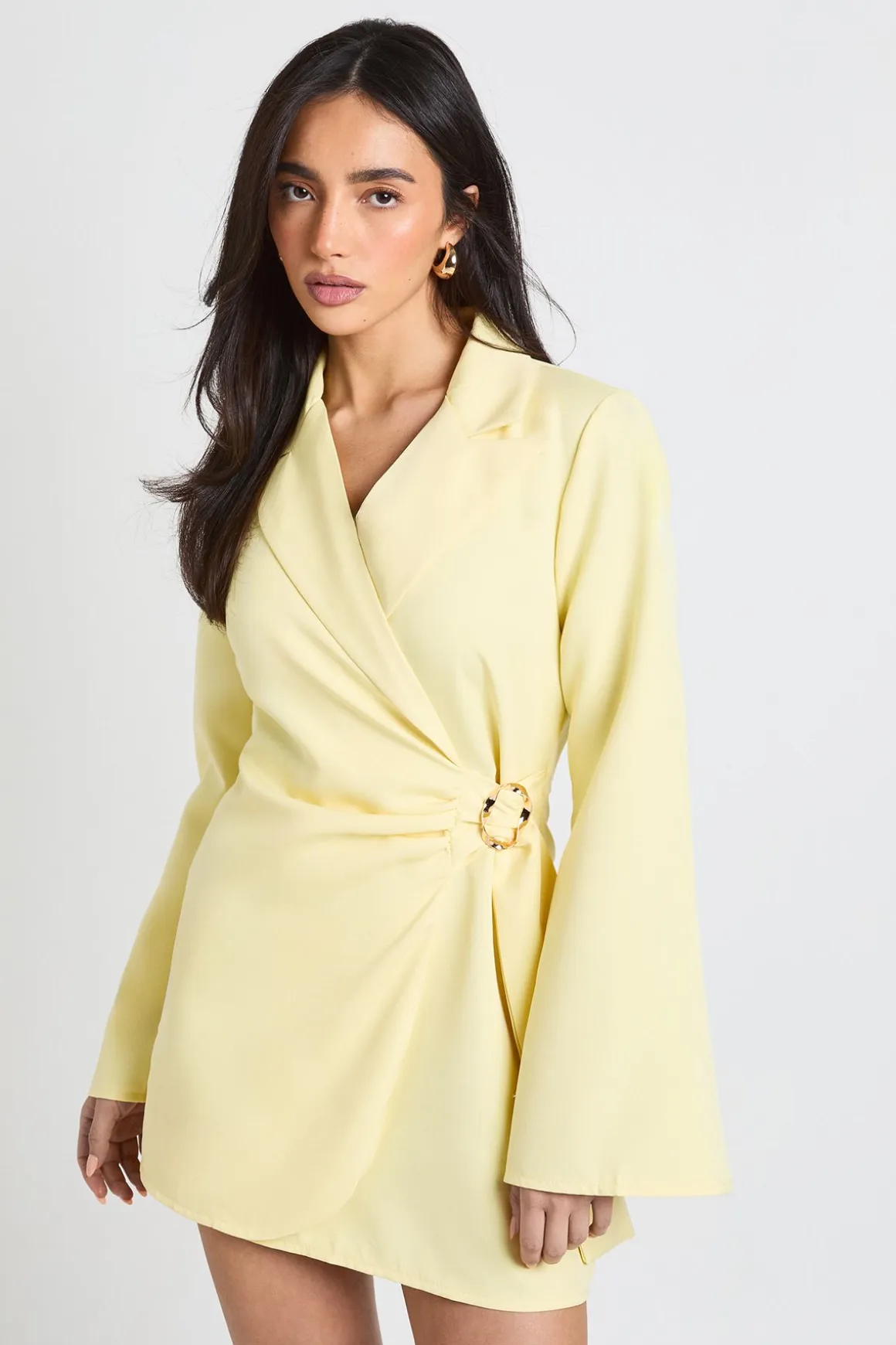 Robe Blazer Cintrée À Détail Boucle Et Ceinture Nouée À La Taille