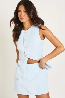 Robe Blazer Cintrée À Encolure Oblique Et Détails Boutonnés Façon Gilet