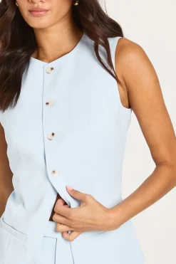 Robe Blazer Cintrée À Encolure Oblique Et Détails Boutonnés Façon Gilet
